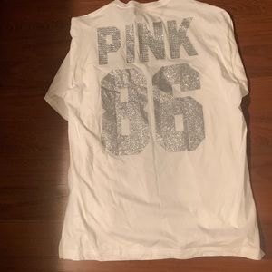 PINK long sleeve white bling t shirt. NWT.